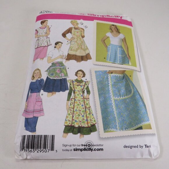 Simplicity 4282 Sewing Pattern 6 styles of Apron Kitchen, Crafts UNCUT - Picture 2 of 8